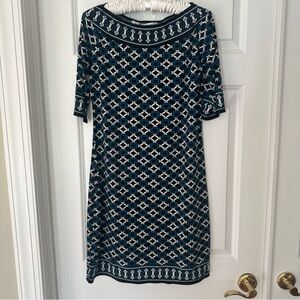 Max Studio Geometric Patterned Boatneck Dress- great for travel!
